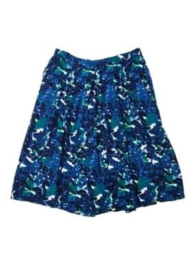 Gap Vintage Viscose Soft Pleated Floral Midi Skirt in Blue Print, Size L